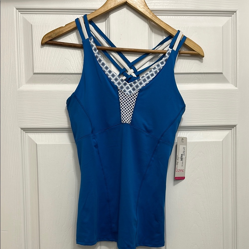 Brand new with tag Blue Strappy Tank Top with Mesh Detail